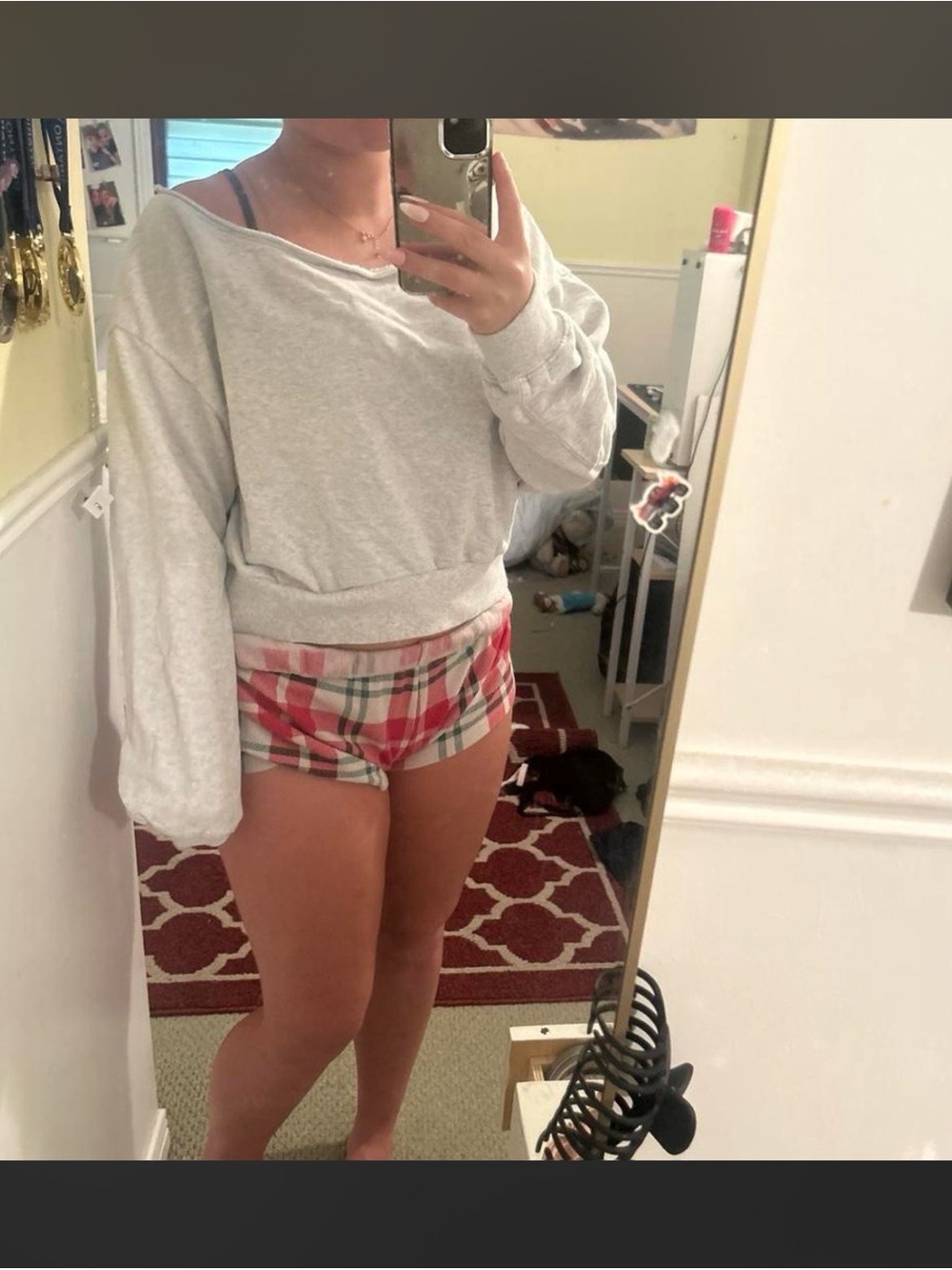 Light grey off the shoulder sweatshirt
